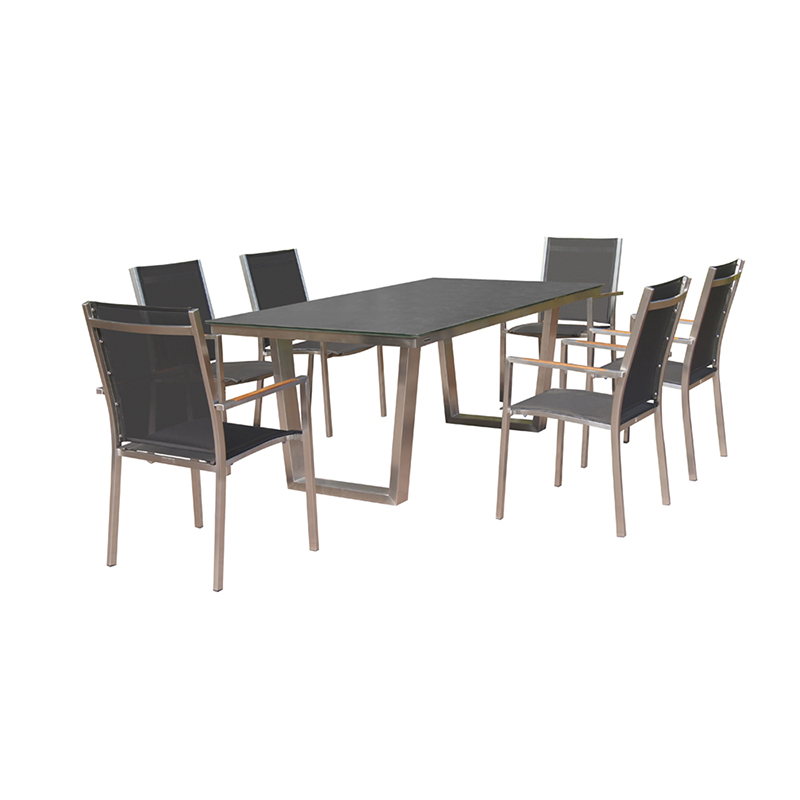 Stainless Steel Sling Garden Dining Table Set