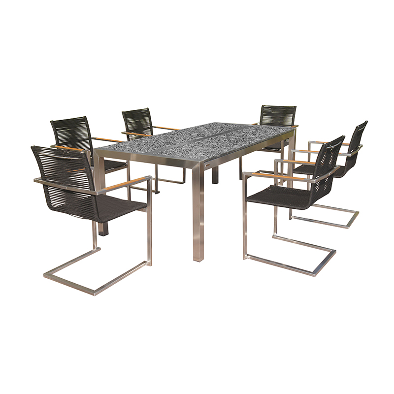 Outdoor Garden Granite Top Patio Dining Table Set