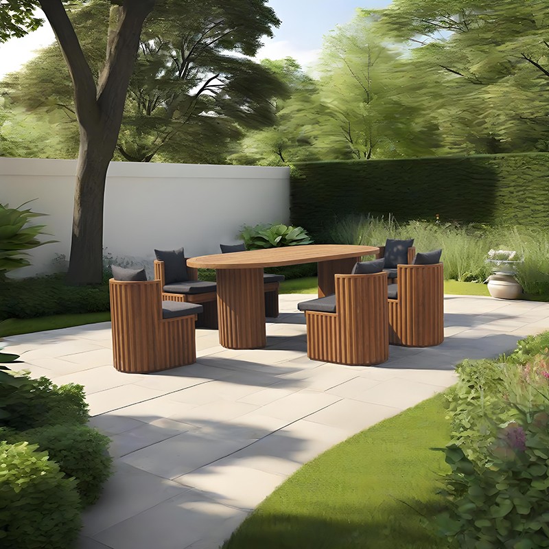 wooden outdoor table and chairs