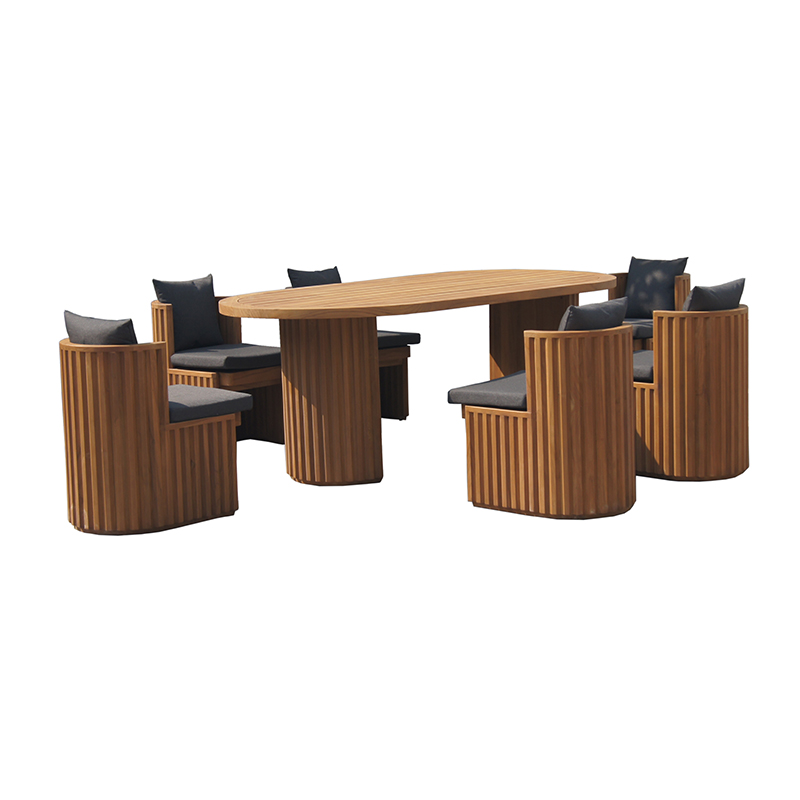 wooden outdoor table and chairs
