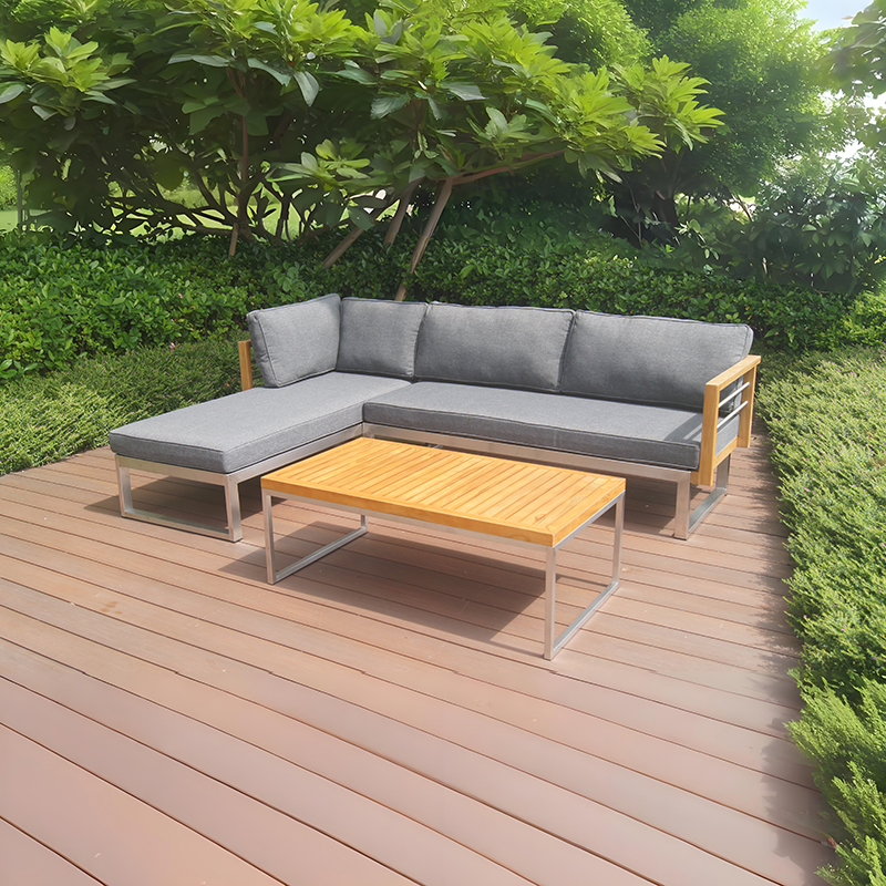 Stainless Steel Teak Outdoor Garden Couch Sofa Set