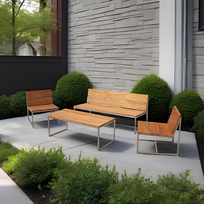 Modern Teak Outdoor Patio Couch And Love Seat Furniture