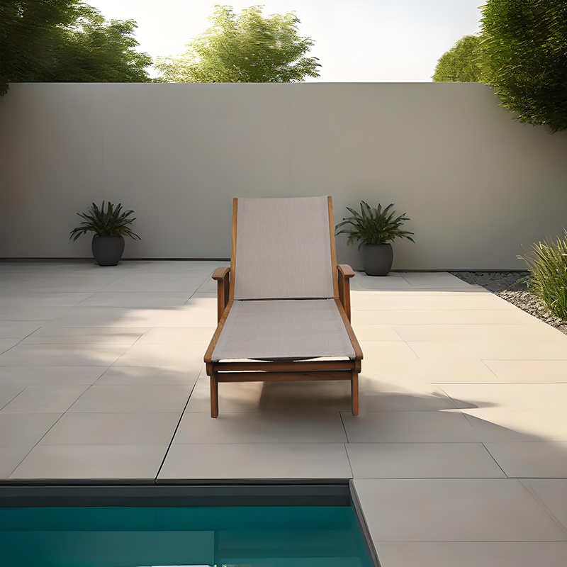 Outdoor Patio Teak Chaise Lounge Chair