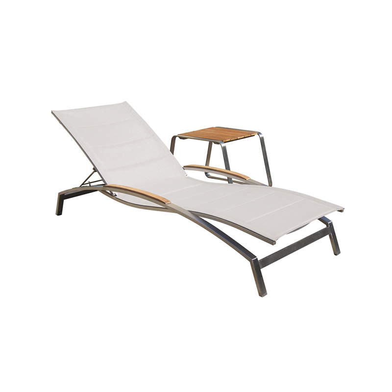 Outdoor Pool Metal Textilene Padded Sun Lounger
