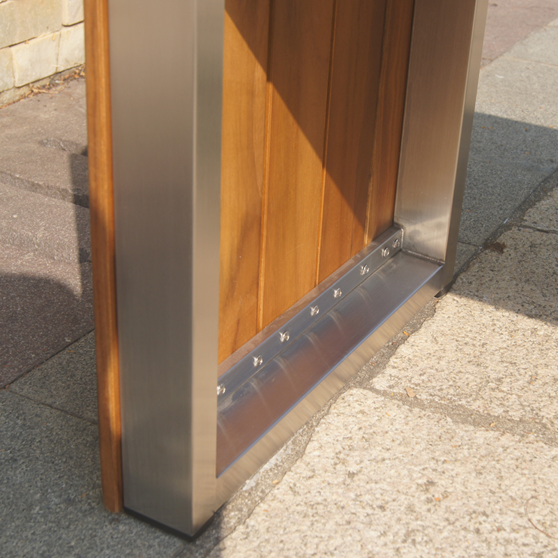 Outdoor Garden Teak Wood Stainless Steel Bench