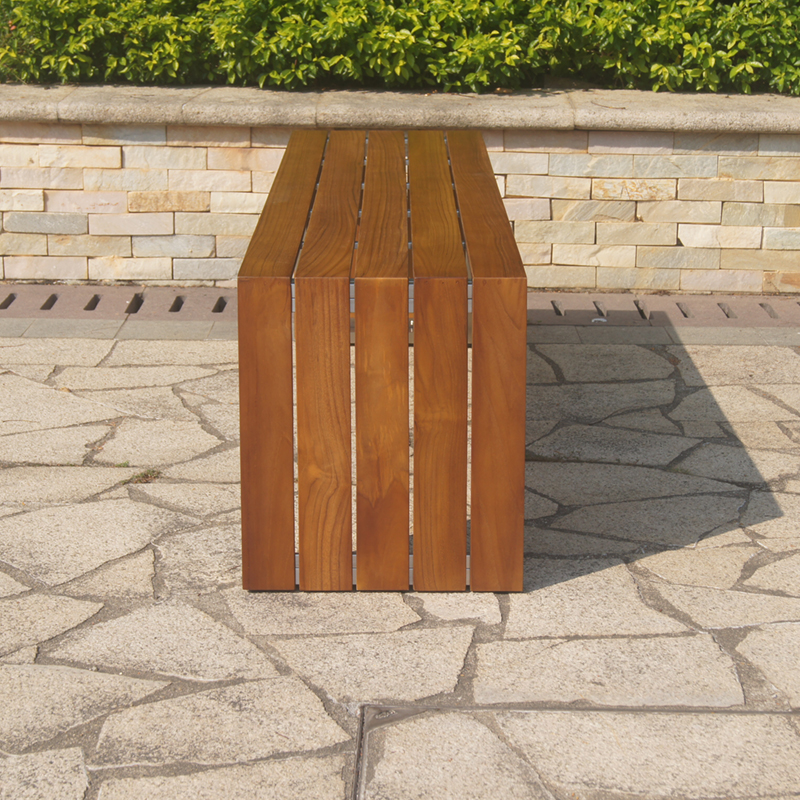 Outdoor Garden Teak Wood Stainless Steel Bench