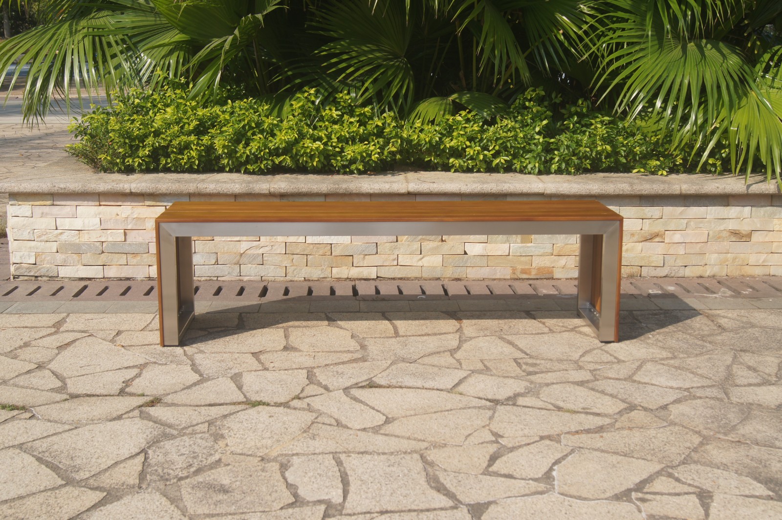 stainless steel outdoor bench