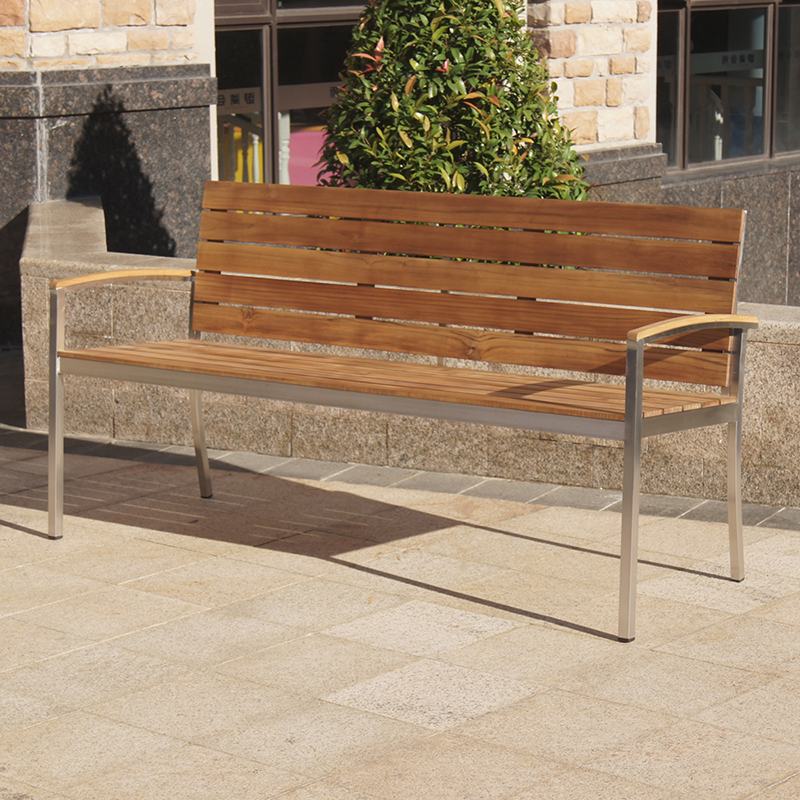 Outdoor Garden Teak Wood Bench With Backrest Armrest