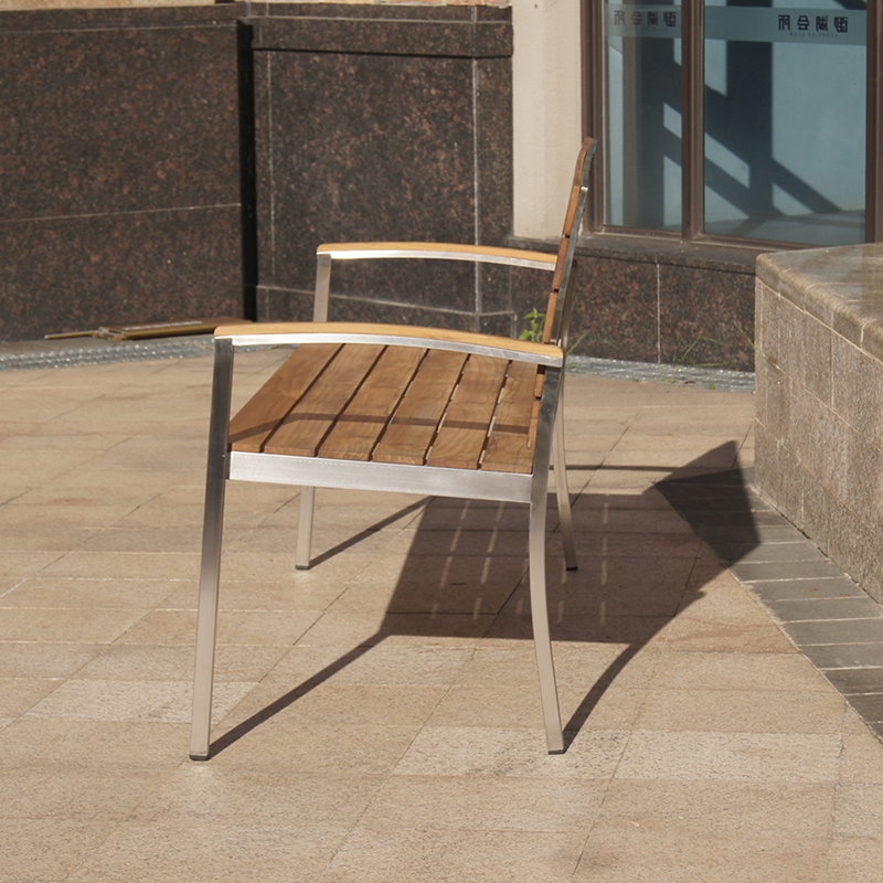 Outdoor Garden Teak Wood Bench With Backrest Armrest