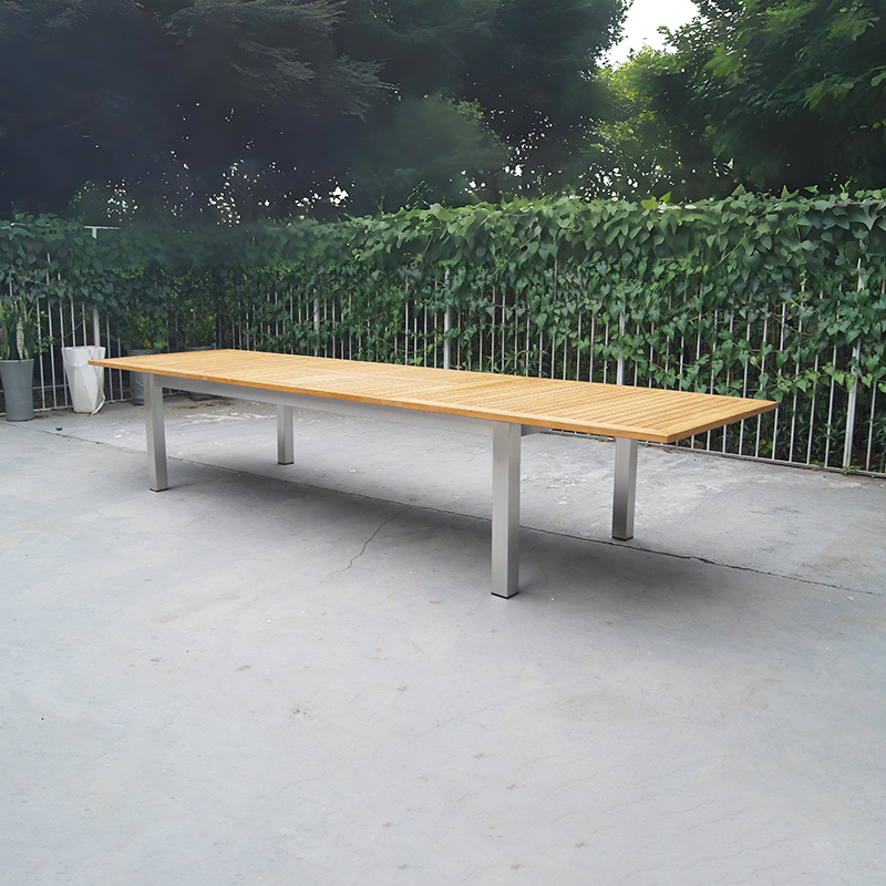 Outdoor Teak And Metal 8 Seater Extendable Table