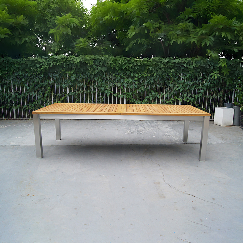 Outdoor Teak And Metal 8 Seater Extendable Table
