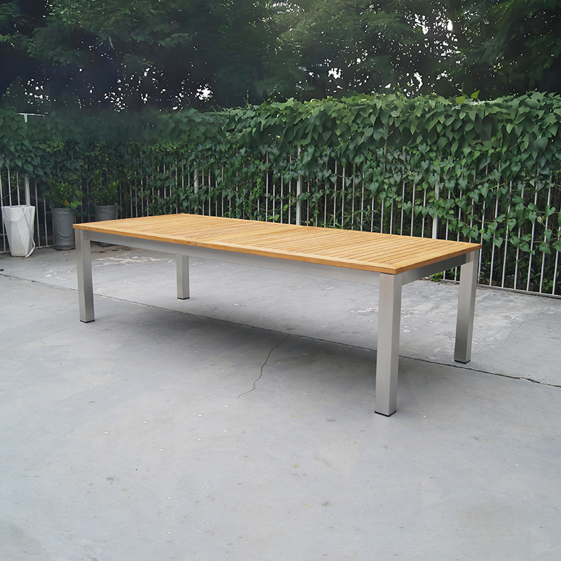 Outdoor Teak And Metal 8 Seater Extendable Table