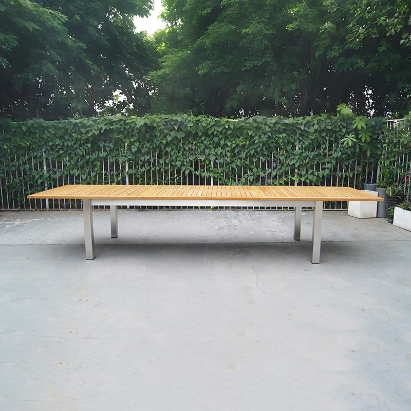 Outdoor Teak And Metal 8 Seater Extendable Table