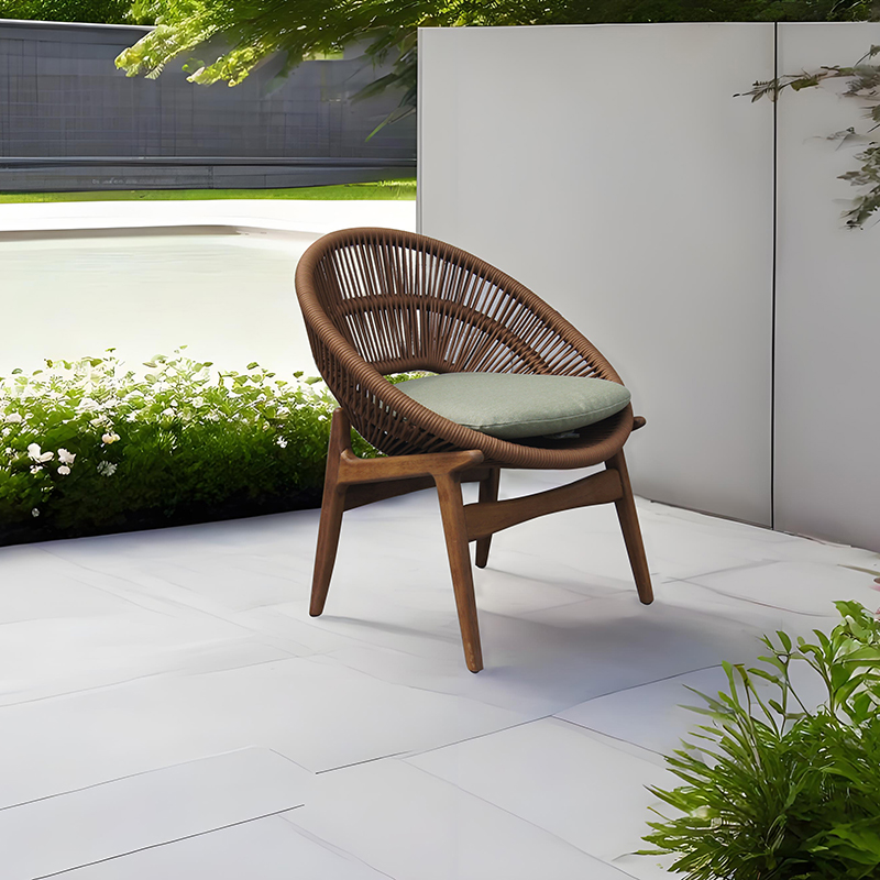 Outdoor Teak Wood Woven Rope Dining Chair