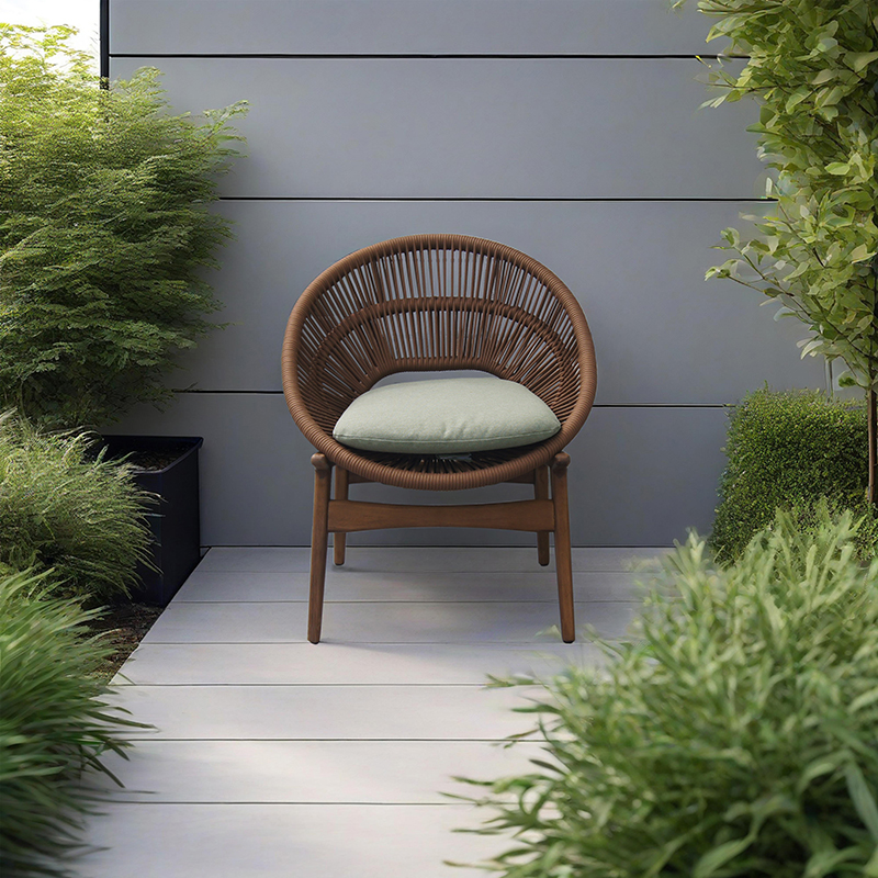 Outdoor Teak Wood Woven Rope Dining Chair