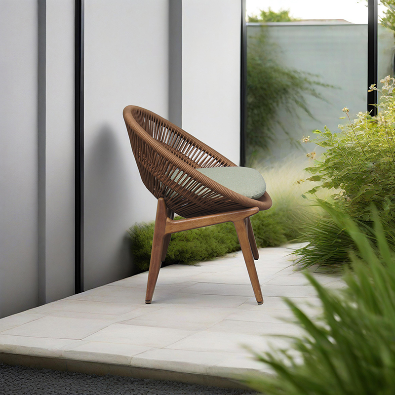 Outdoor Teak Wood Woven Rope Dining Chair