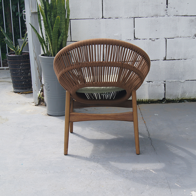 Outdoor Teak Wood Woven Rope Dining Chair