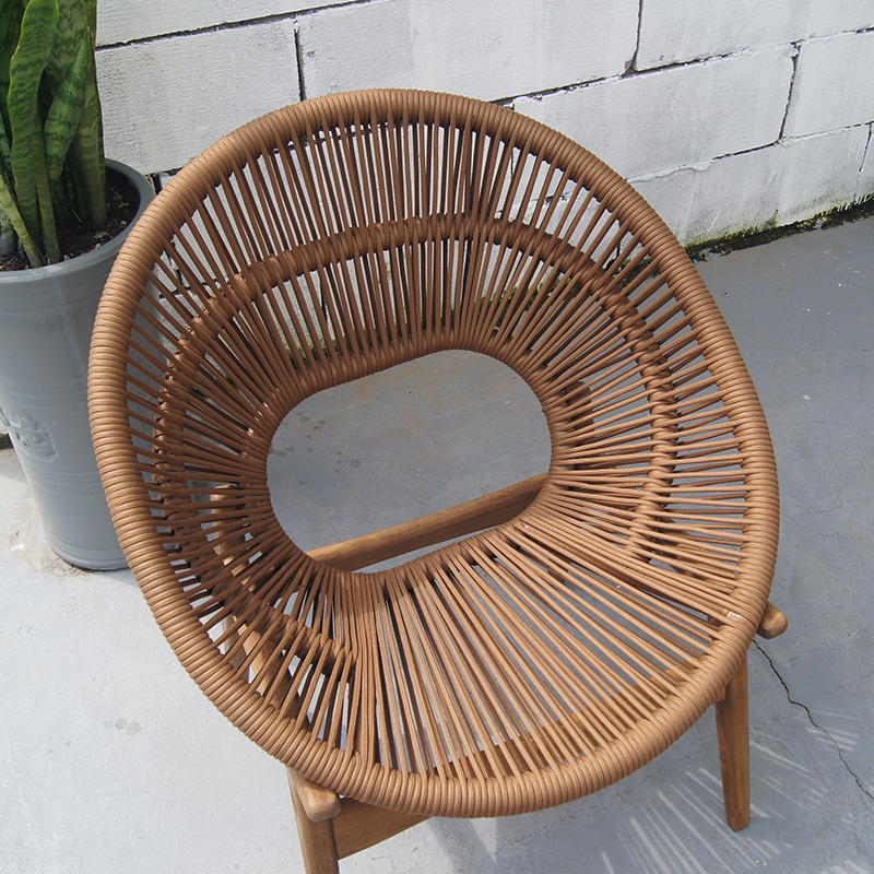 Outdoor Teak Wood Woven Rope Dining Chair