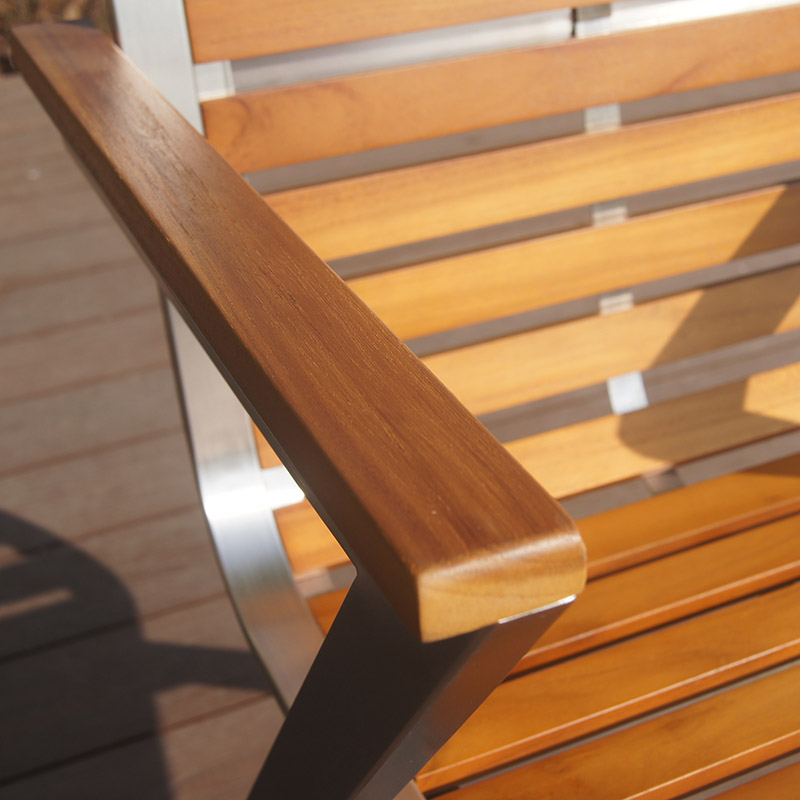 Patio Teak Stainless Steel Stacking Dining Armchair