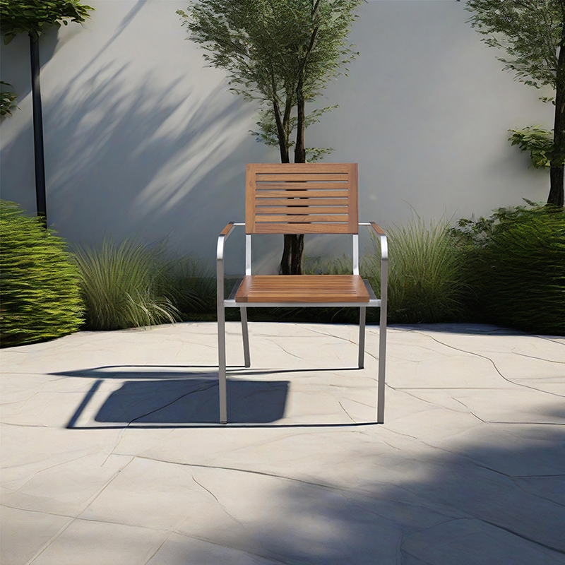 Outdoor Patio Teak Stack Dining Armchair
