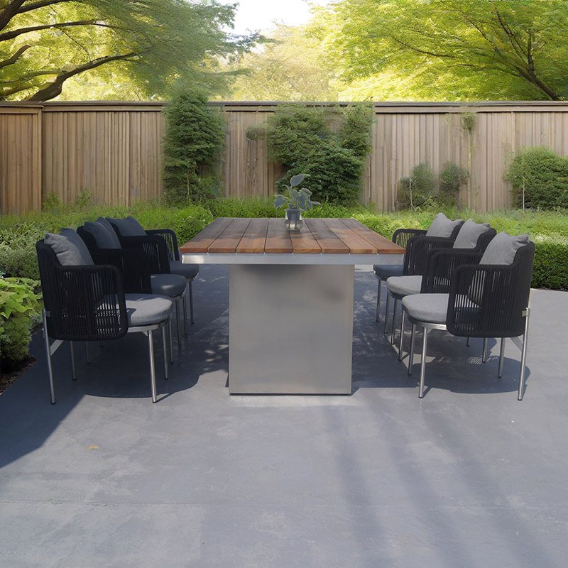 outdoor garden metal teak table set furniture