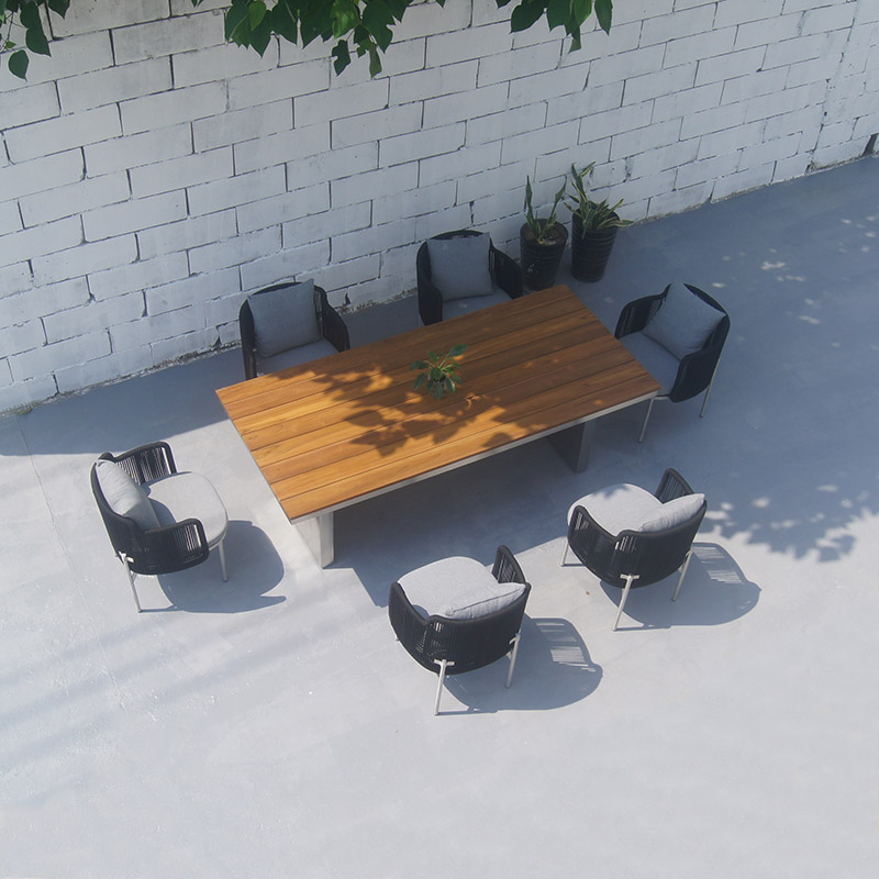 outdoor garden metal teak table set furniture
