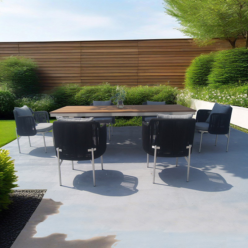 outdoor garden metal teak table set furniture