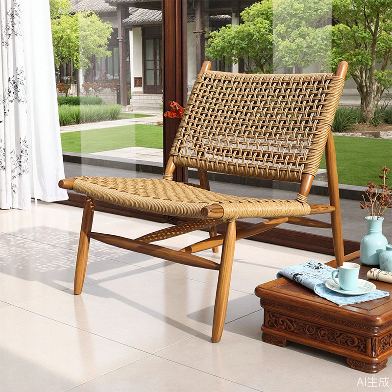 Teak Rattan bistro set for balcony converstation furniture