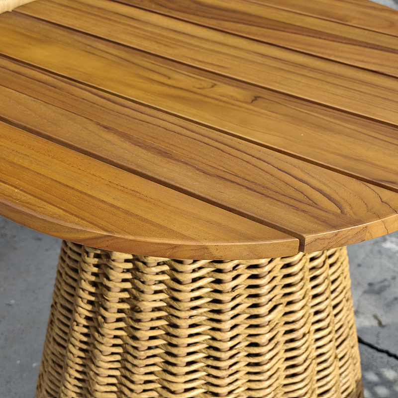 Teak Rattan bistro set for balcony converstation furniture