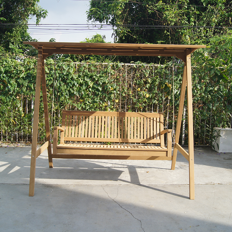 Weather-Resistant Outdoor Patio Teak Swing with Canopy