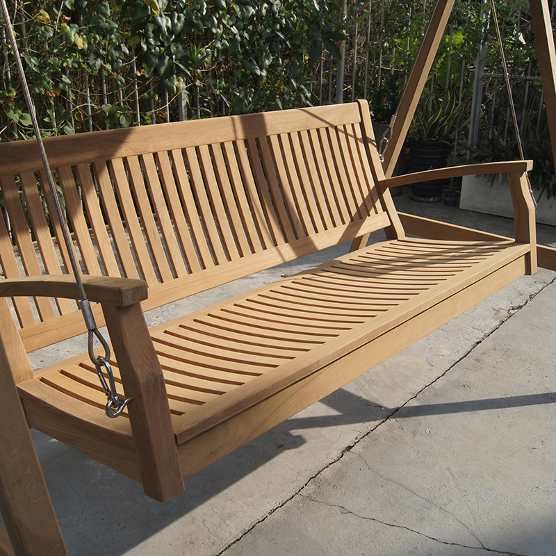 Weather-Resistant Outdoor Patio Teak Swing with Canopy
