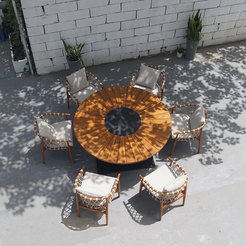 Teak Rope Outdoor Furniture Set Teak Table and Chairs