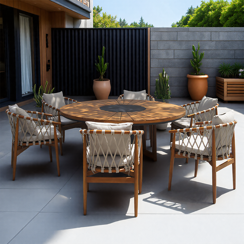 Teak Rope Outdoor Furniture Set Teak Table and Chairs