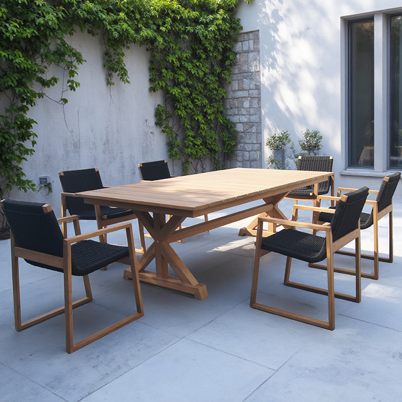 Summer Outdoor 6 Seater Dining Teak Garden Table Set