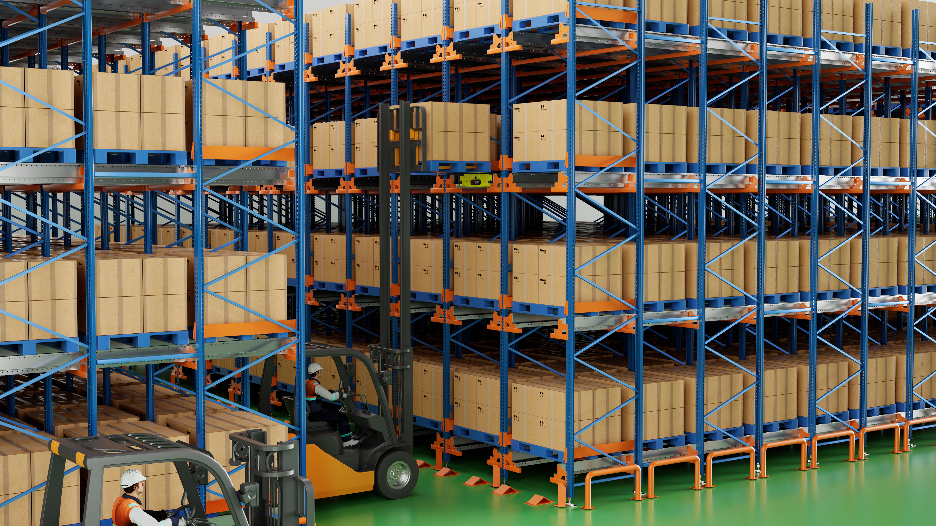 Shelf supports warehouse