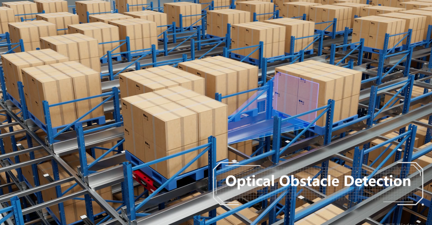 HEGERLS four-way pallet shuttle system with obstacle detection feature