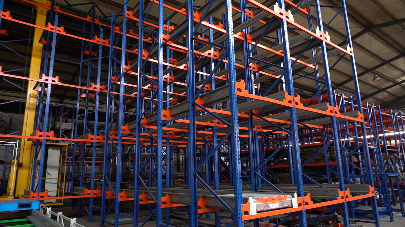 High-density racking served by four-way shuttle system