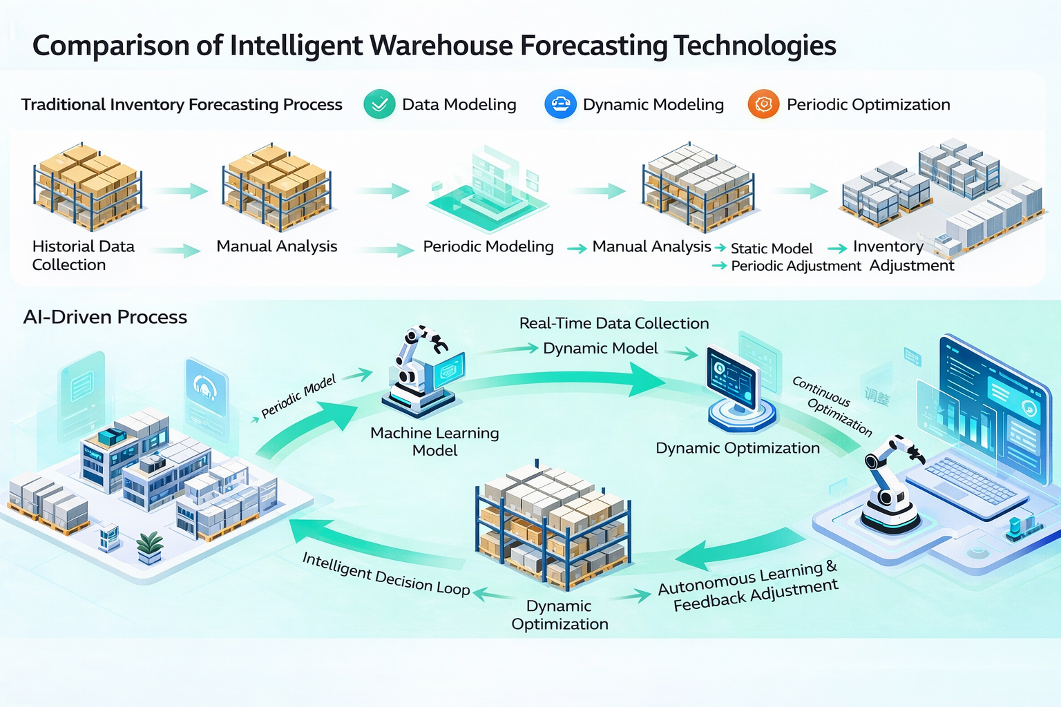 Comparison of Intelligent Warehouse Forecasting Technologies