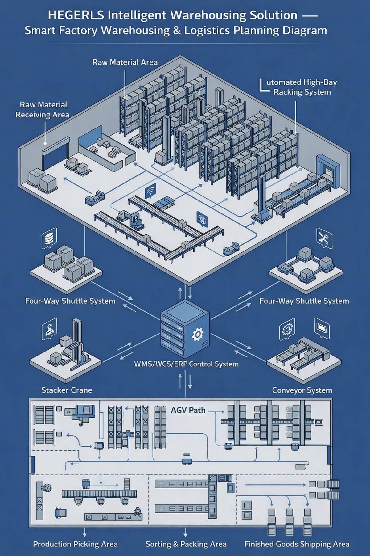 Smart Factory Warehousing & Logistics Planning Diagram Smart Factory Warehousing & Logistics Planning Diagram