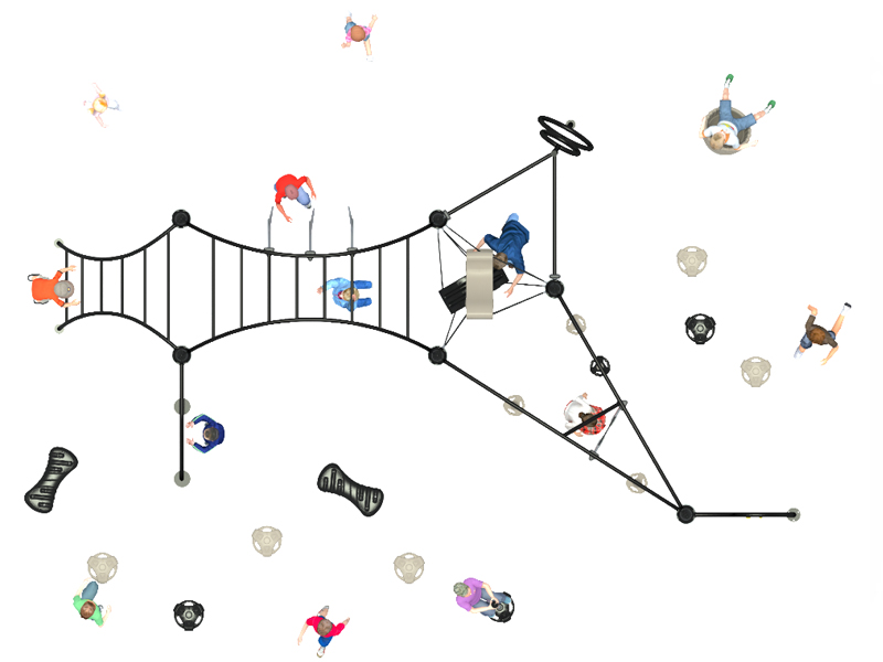 Children's climbing net combination