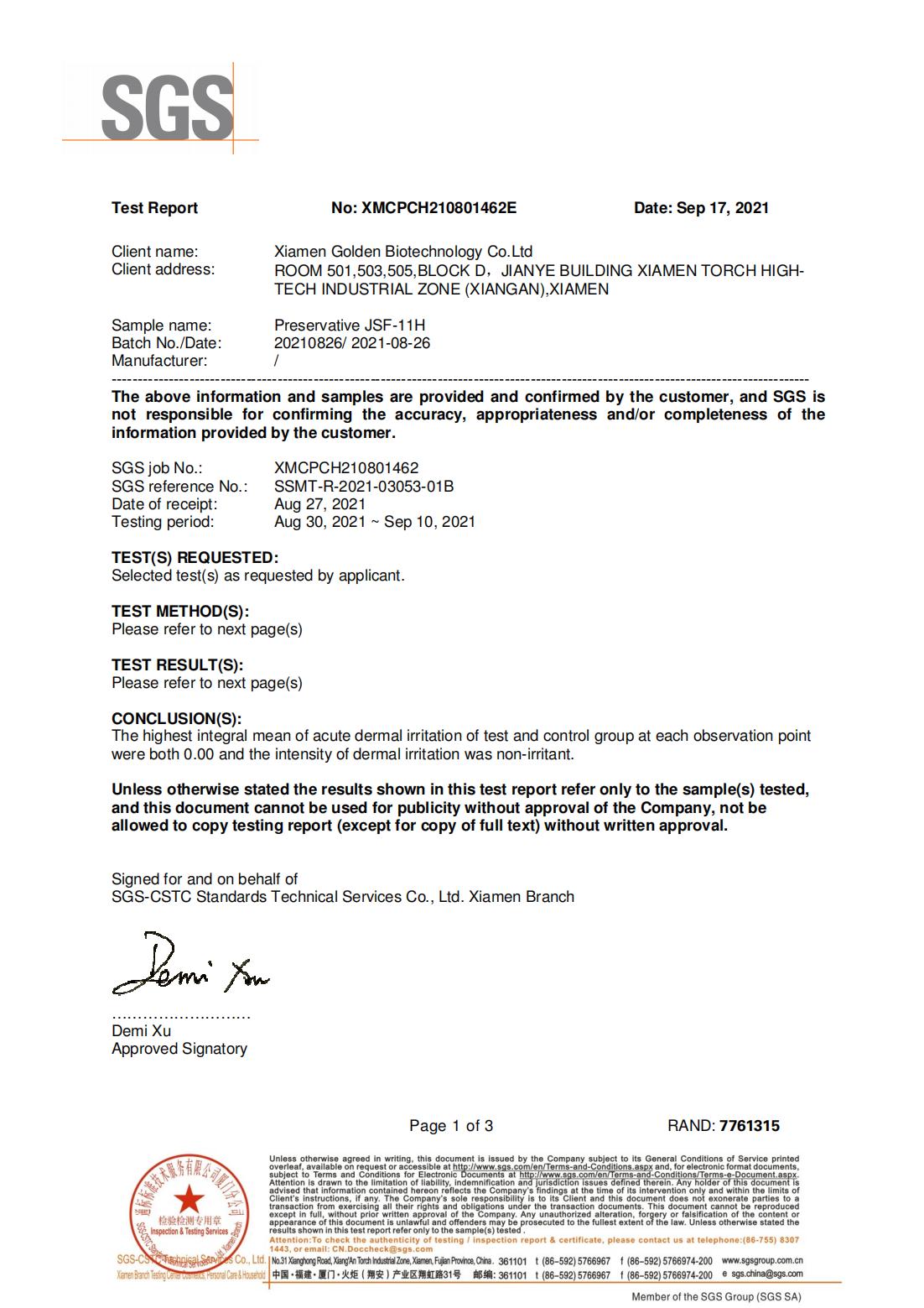 Preservative Concentrate for Wet Wipes