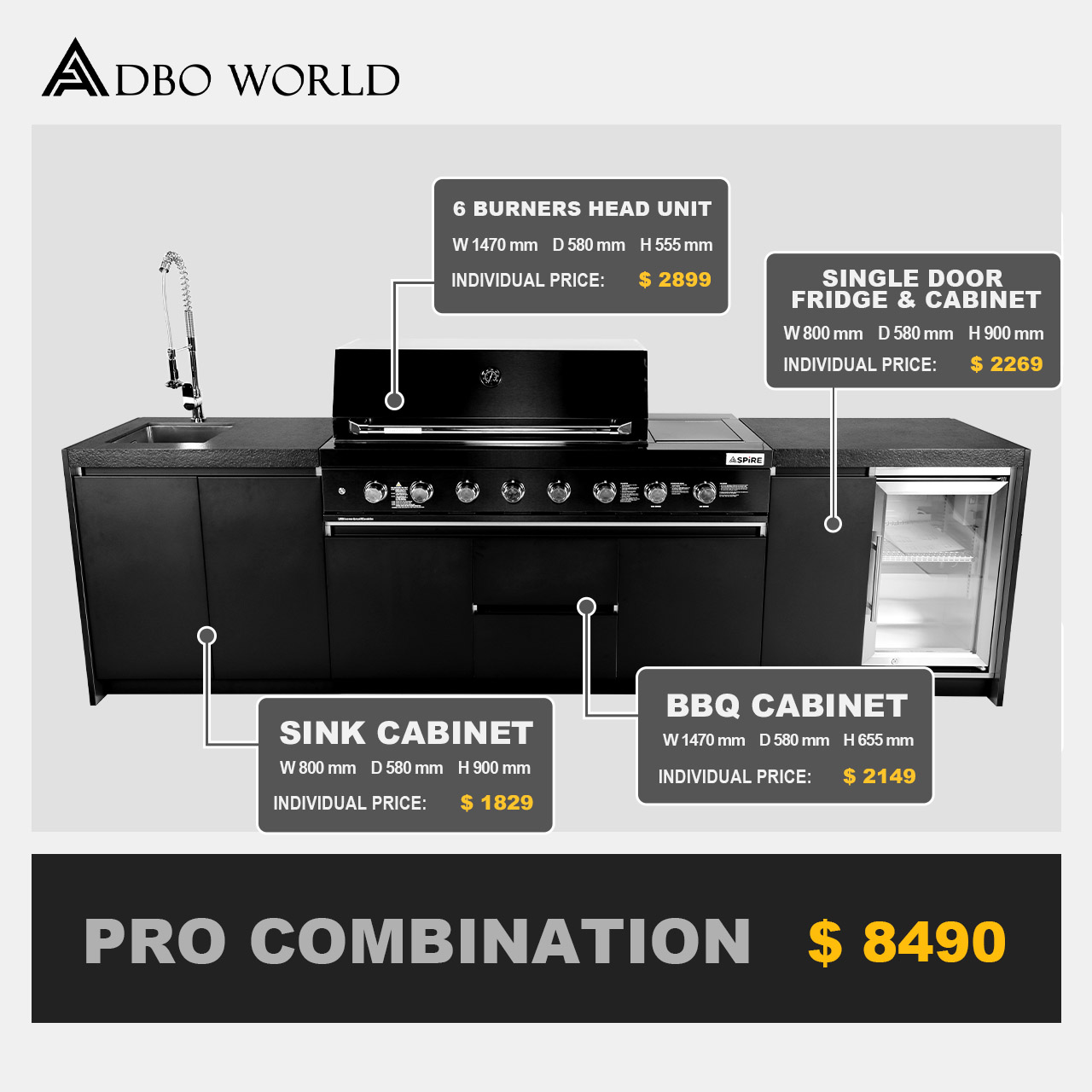 304 Stainless Steel Outdoor Kitchen Black