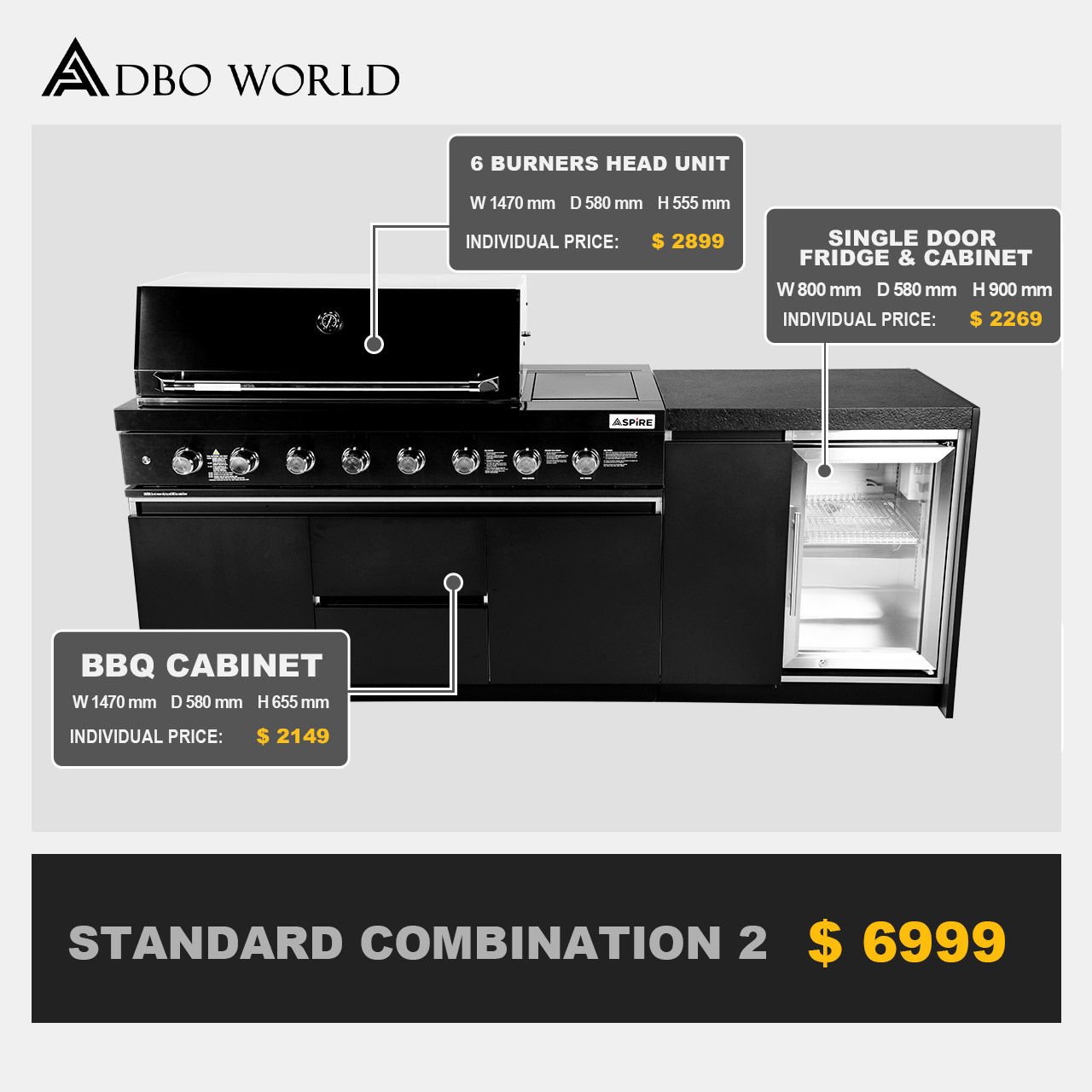 304 Stainless Steel Prefab Outdoor Kitchen Black