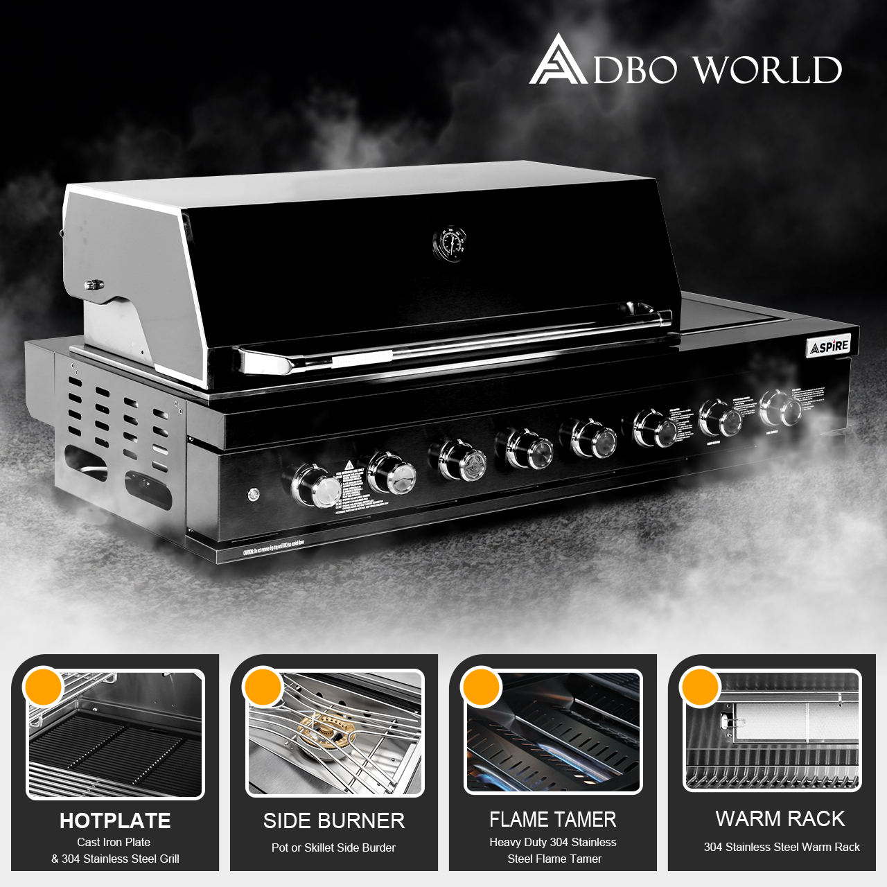 Black Stianless Steel Outdoor Kitchen BBQS Grills