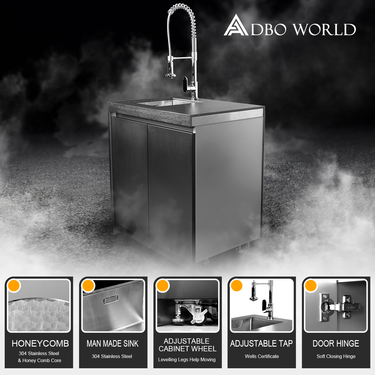 Outdoor Sink Cabinet with Faucet Weatherproof