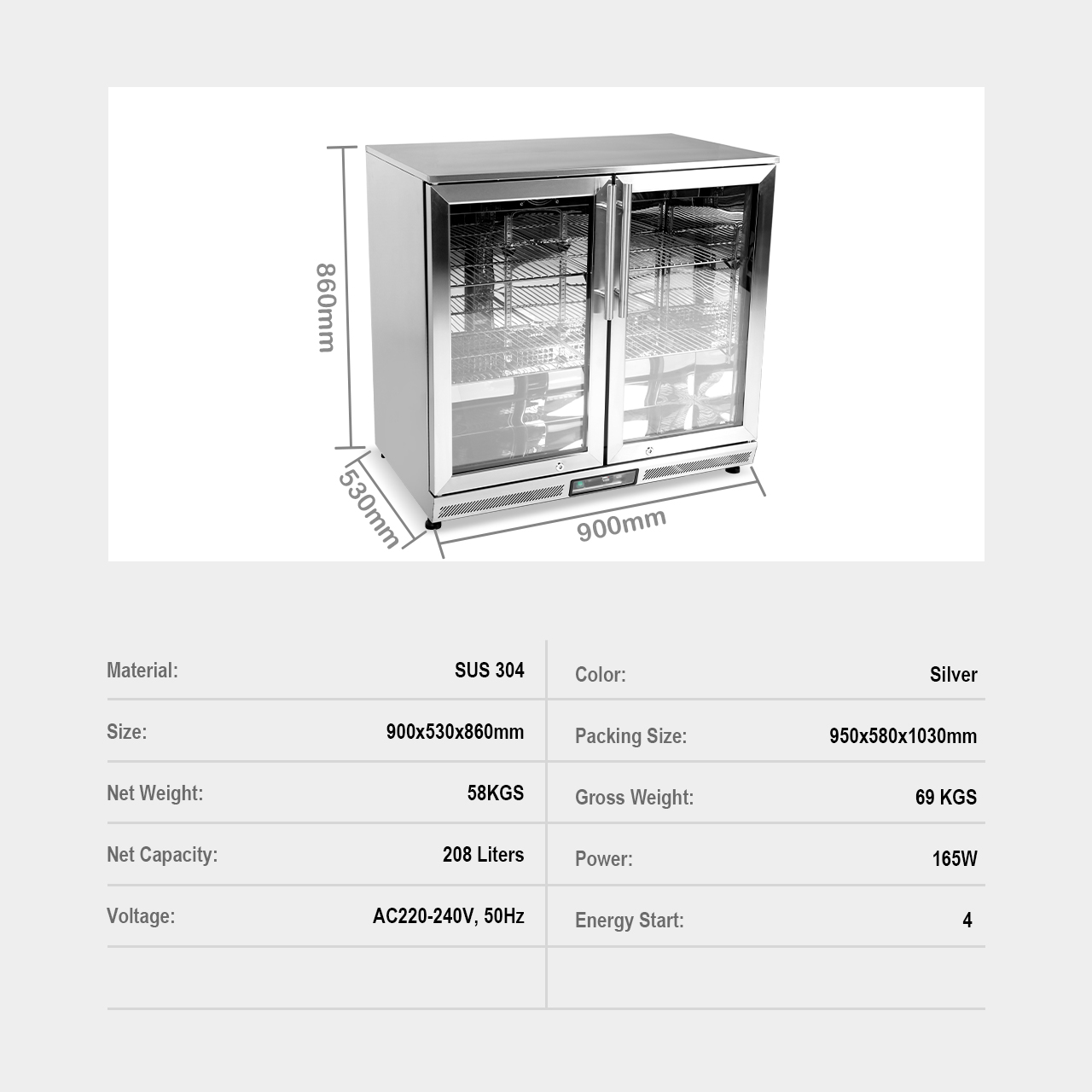 Double Door Outdoor Mini Refrigerator