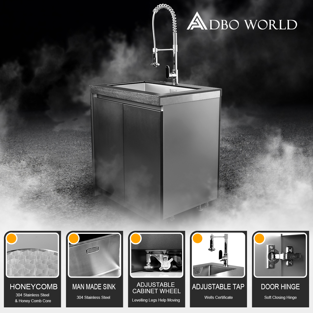 Outdoor Sink Cabinet with Faucet Weatherproof