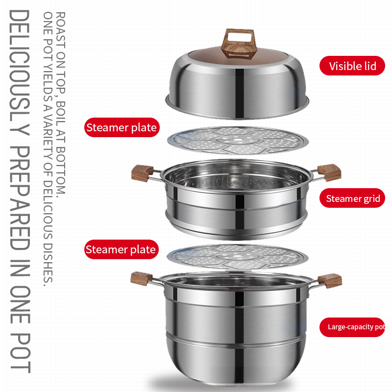 Source Manufacturer Wholesale Stainless Steel Induction Cookware Cooking Steamer Pot With Cover