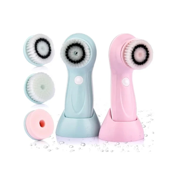 4 in 1 Portable Double Sides Stand-Up 3D Massage Brush Face Scrub Brush Silicone Face Cleaner Brush