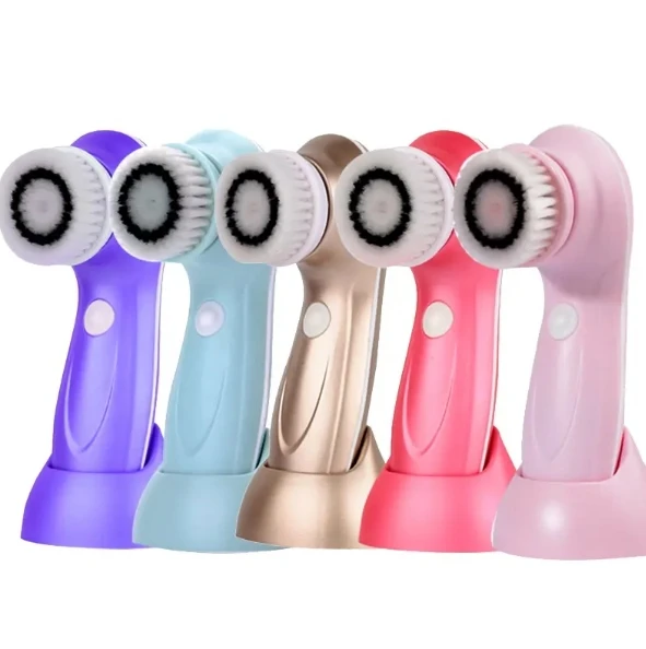 4 in 1 Portable Double Sides Stand-Up 3D Massage Brush Face Scrub Brush Silicone Face Cleaner Brush